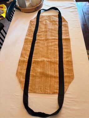 Canvas Firewood Bag with Long Black Straps - Tan